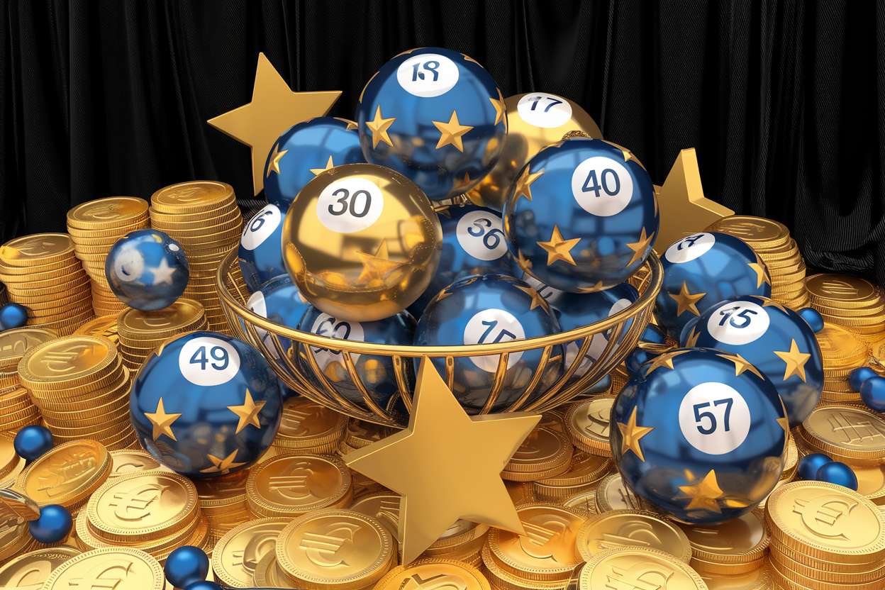 Balles de loterie sur pièces en euros.