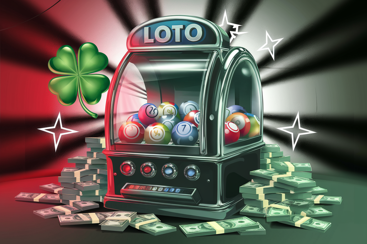 Machine à loto, trèfle et argent.