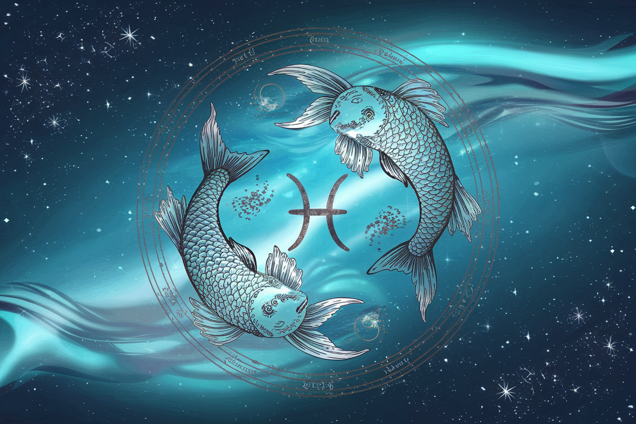 Signe astrologique Poissons en illustration artistique